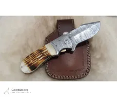 NEW CAMEL-BACK DAMASCUS BURN CAMEL BONE POCKET KNIFE